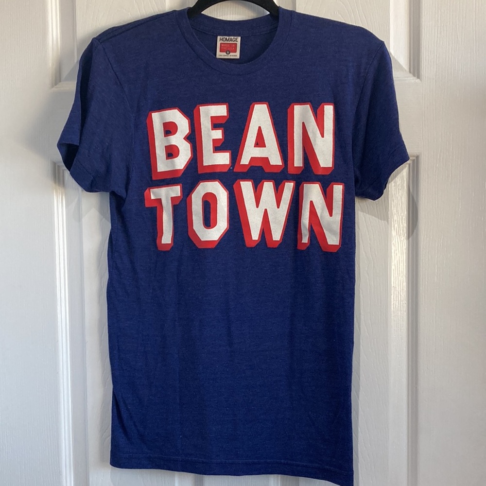 Vintage Single Stitch Shirt Homage Made in the USA Bean Town Blue Small Women’s